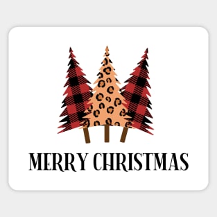 Merry Christmas – Plaid & Animal Print Trees Sticker